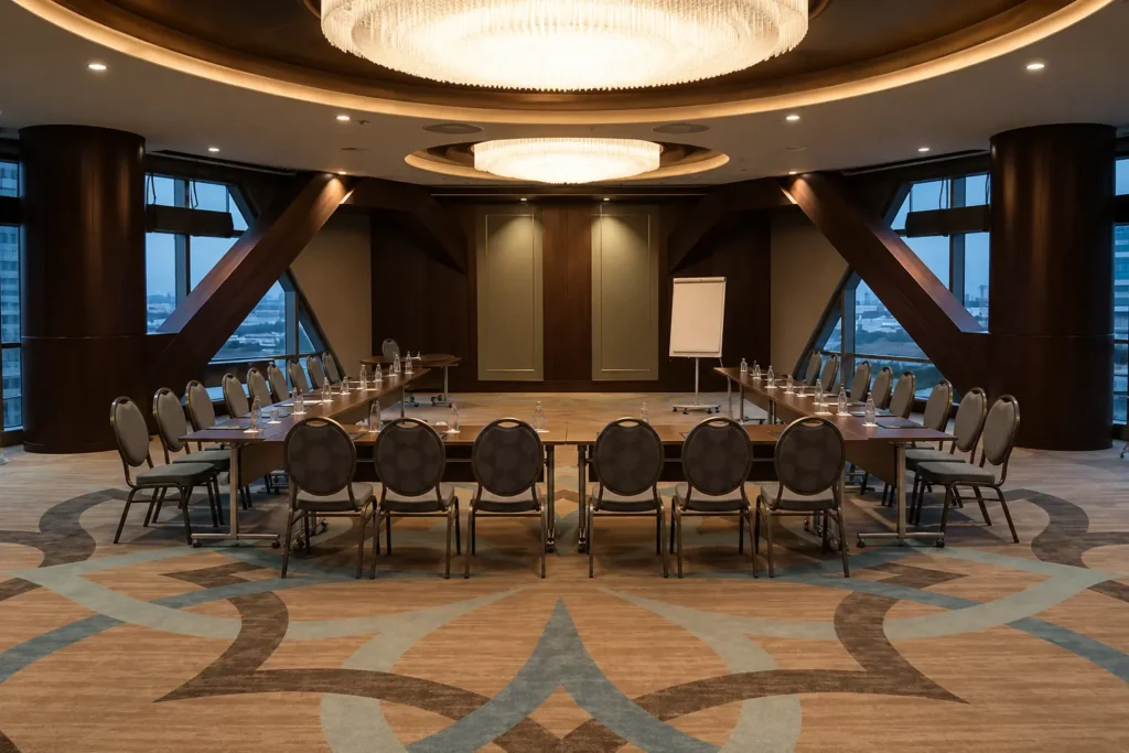 Otel konferans salonu ahşap duvar ve tavan uygulaması